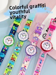Water Resistant Time-Only Watch for Girl Students Purple Quartz