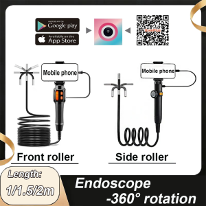 Automotive Aircraft Mechanics Armored Car Two-Way Articulating Borescope Industrial Endoscope Camera With Light Inspection Scope