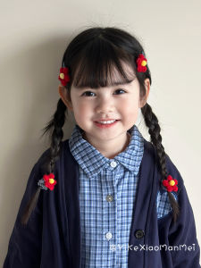 Attracting Attention Red Flower Baby Hair Clip Childrens New Year Headwear Girls Hairpin Festive Hair Accessories