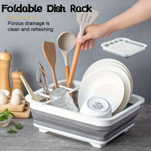 Dish Drainer Rack Storage Utensil Holder Foldable Collapsible Plate Drainer Organizer Caravan Camper Camping Accessories