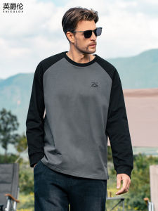 Áo Thun Cotton Dài Tay Enjeolon 270g Nặng Cho Nam Cổ Tròn Rộng Rãi Tay Lửng in Họa Tiết Quần Áo Thường Ngày