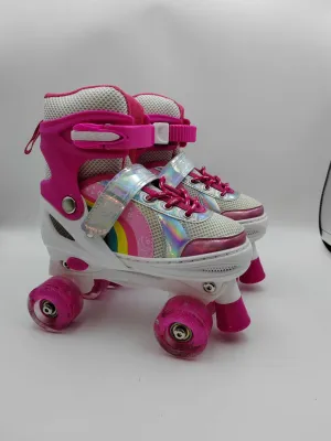 LIWAN | Adjustable Rainbow PU Flash Roller Skates 4 Wheels