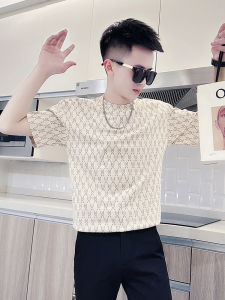 Slim Fit Short Sleeve T-Shirt for Men Stylish Trendy Streetwear Cotton Breathable Summer Fashion Brand Tagkita Printed round Neck