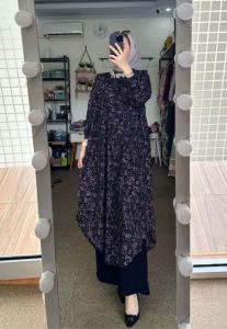 Setelan Tunik Wanita Kekinian Oneset Midi Asmara Set Long Set Tunik Fashion Muslim Wanita