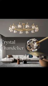 Nordic LED Crystal Living Room Chandelier Luxury Ceiling Lamp Gold Modern Hotel Bedroom Light