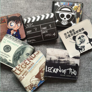 Korean Japanese Style Creative Trendy Mens Wallet Short Foldable Ultra Thin Two-Fold for Teenagers And Middle School Students