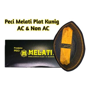 Peci Songkok Melati Plat Kuning Motif AC SM Kopiah Hitam Polos Tanpa Kertas Nyaman