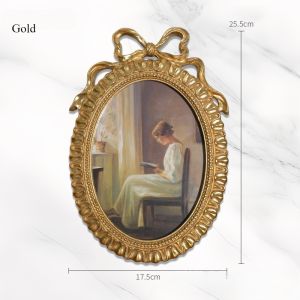Vintage Oval Picture Frame with Bowknot Photo Frame for Wall Hanging Or Tabletop Ideal for Home Decoration And Wedding Displays