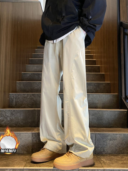 Men's Winter Thickened Fleece Lined Loose Straight Leg Outdoor ...