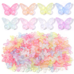 ลูกปัดอะคริลิครูปผีเสื้อหลากสีสัน 50 ชิ้น/ล็อต ลูกปัดใสสำหรับทำเครื่องประดับ DIY สร้อยข้อมือ สร้อยคอ