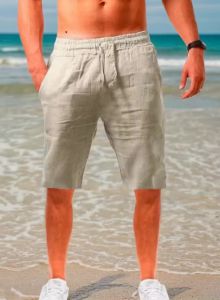 Quần Short Nam Cotton Linen Quần Mùa Hè Thoáng Khí Màu Trơn Thể Dục Dạo Phố M-4XL Nam Ban Quần