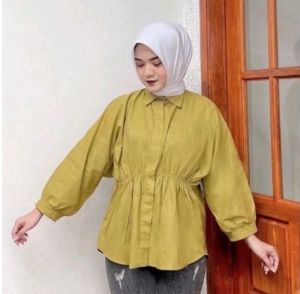 AILYA SHIRT BLUS WANITA KERUT DEPAN KATUN LINEN