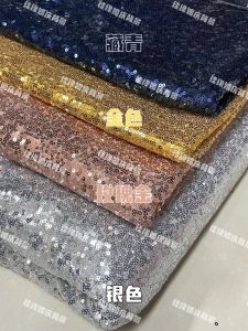 Silver Sequin Fabric Computer Embroidery Stage Wedding Dress Clothing Material Net Cloth 3MM Random Pieces Bead Embroidery