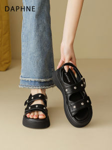 Daphne | Thick-sole Black Sandals for Dresses Summer New Style