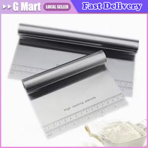 Stainless Steel Flour Cutter with Scale Dough Cutter Baking Scraper 15 20 22cm Roll Handle Rice Noodle Scraper