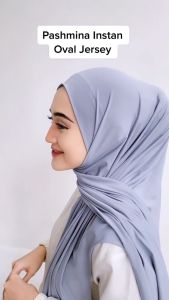 Jilbab instan Kerudung pasmina instan jersey premium Hijab pashmina oval Jahit dagu