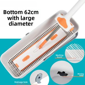 Large Rectangular 60cm Thickened Handheld Sponge Mop Bucket Household Cleaning Tool Durable Plastic Non-Folding Floor Cleaner