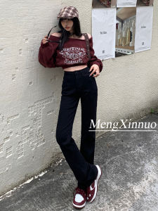 High Waist Straight Leg Black Skinny Jeans Womens Retro Chic Spring Elastic Slimming Versatile Smoke Tube Pants