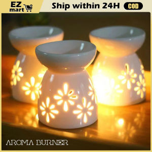 Round Ceramic Essential Oil Aroma Wax Candle Burner Furance Mini Candle Holder Holder for Home Fragrance Solid Color Ceramic Crafts Fragrance Item Living Room Home Decor