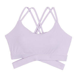 Áo tập yoga nữ MiiOW vải cotton đệm ngực tích hợp dây chéo đơn giản màu trơn