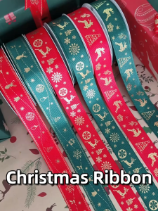 2.5cm Christmas Ribbon Roll Holiday Decorative Ribbon For Gift Wrapping Christmas Tree Decor DIY Floral Packaging Gift Box Packaging