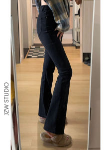 High Waist Fleece Lined Micro Flared Denim Jeans Womens Autumn Winter New Style Elastic Slim Fit Small Size Floor Length Horse Hoof Pants