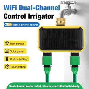 WiFi Solar Water Timer 1/2/4 Outlet Brass Inlet Automatic Irrigation Timing Watering Control With Rain Delay Garden Sprinkler