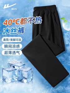 Ice Silk Casual Pants Mens Summer Thin Breathable Loose Straight Leg Quick Dry Sports Pants Comfortable Lightweight Trousers
