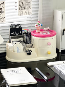 Desktop Organizer Box Office Stationery Storage Drawer Style Multi Functional Pen Holder Desk Clutter Sorter Plastic Rectangular