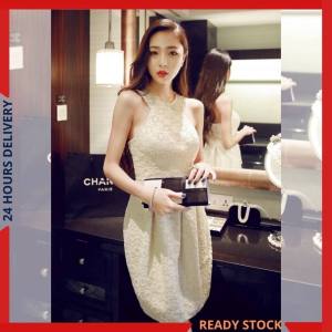 CFBOUTIQUE Korean Style Women Fashion Elegant Cut In Embroidered Dinner Dress
