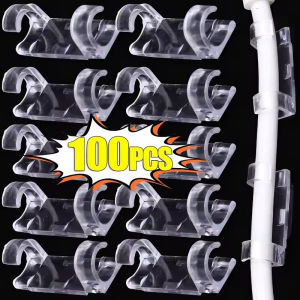 100PCS Cable Organizer Clips Desk Office Wire Holder Cord Management Clamp Transparent Self-Adhesive Light String Fixing Tool
