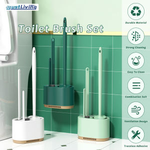 Justliving 3 cái/bộ treo tường mềm TPR bàn chải bồn cầu với chủ đặt sang trọng bền tay cầm Silicone lông phòng tắm sạch hơn phòng tắm mà không chết kết thúc với cơ sở bàn chải làm sạch