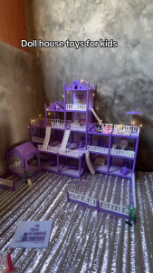 Kids Large Dollhouse Villa Kuromi Playset with Furniture Slide Multi-Level Dream House Toy for Girls