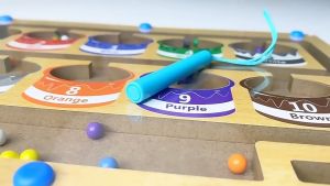 Montessori Magnetic Color Sorting Games Maze Board Pen Moving Bead Games Wooden Control Sensory Play Educational Toys