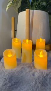 เทียนตกแต่งมินิมอล รูปทรงสวย ใช้ถ่าน เปิดไฟได้ สว่างนุ่มนวล พร้อมแบตเตอรี่ โคมไฟเทียน