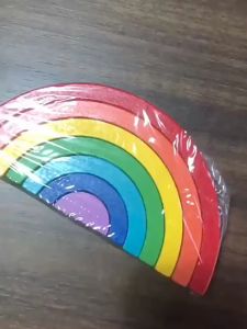 Baby Toys Rainbow Building Blocks Wooden Toys for Kids Creative Rainbow Stacker Montessori Educational Toy for Children