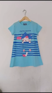 Dress Anak Perempuan D&C Cat Salur Biru /Rabbit Balet Navy /Kuda Tanduk Hijau /Rabit Pink Usia 1-10 tahun / Baju Anak Cewek / Daster Anak Cewek