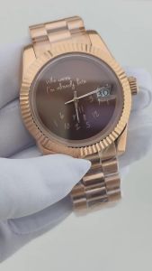 NH35 Watch Who Cares Im Already Late Watch 36mm/39mm Rose Golden Text Matte Dial Sapphire Crystal Glass Automatic Movement
