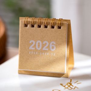 Mini Calendar 2025-2026 Simple Natural Style Work Study Plan Punch Desktop Calendar Tabletop Decorations Chinese Style Vertical Single Side Printed