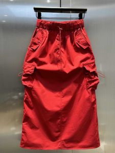 Váy Chữ a Cạp Cao Mùa Hè Cho Nữ Váy Công Sở Mỏng Cao Cấp Có Dây Rút Kiểu Dáng Chữ A Màu Trơn Chất Liệu Polyester