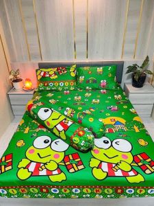 พร้อมส่ง ‼️ ชุดผ้าปูที่นอน พร้อมผ้านวม ชุดเครื่องนอน|ครบชุด6ชิ้น ลายเคโระ🐢 (ผ้าปู+ผ้านวม+ปลอกหมอน)มีขนาด3.5f/5f/6f {มีเก็บเงินปลายทาง}