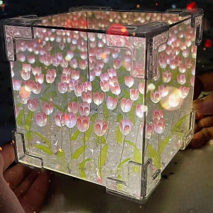 Handmade DIY Tulip Flower Cube Night Light GT Full Set of Material Package Room Decoration Couple Birthday Gift Night Light