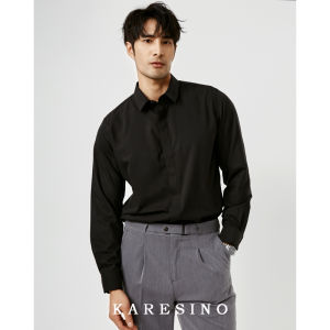 KARESINO Mens Business White Casual Long Sleeve Shirt Anti-Wrinkle Formal Wear Wedding Garment Comfortably Fitted Durable