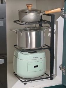 NINI Adjustable Pot Rack Pans Organizer Racks For Kitchen Sink & Counter Cabinet Rak Bawah Rak Sinki Murah Rak Dapur