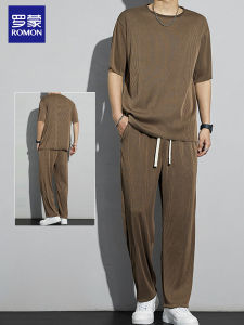 ROMON | Mens Ice Silk Summer Lightweight T Shirt and Pants Set