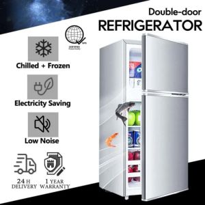 64L Mini Refrigerator with Freezer Inverter Fridge Large Capacity Small Refrigerator with 2 Door Freezer Save Electricity Fridge Inverter for Hotel Home Personal