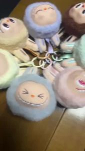 LABUBU The Monster V2 Macaron Plush Doll Keychain Vinyl Plush Head Couple Bag Key Chain Ring Doll Small Gift
