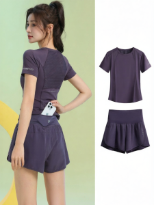 BAISILING | Professional Training Suit Yoga Gym Clothing Rear Phone Pocket