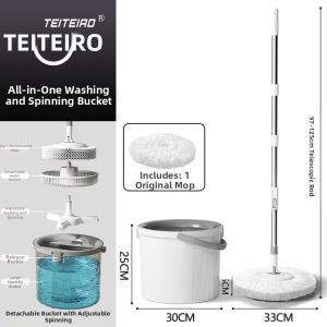TEITEIRO | No-Handwashing Lazy Persons Spin Mop Single Bucket