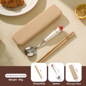 TINY HOME | Portable Travel Utensil Set Stainless Steel Chopsticks and Spoon